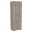 Pemberly Row 2 Door 2 Drawer Armoire with Hanging Rod in Gray