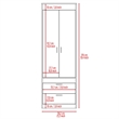 Pemberly Row 2 Door 2 Drawer Armoire with Hanging Rod in Gray
