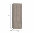 Pemberly Row 2 Door 2 Drawer Armoire with Hanging Rod in Gray