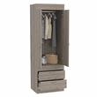Pemberly Row 2 Door 2 Drawer Armoire with Hanging Rod in Gray