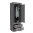 Pemberly Row 2 Door 2 Drawer Armoire with Hanging Rod in Gray