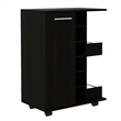 Pemberly Row Mobile Bar Cart with Wine Storage and Casters in Black