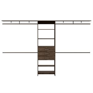 Pemberly Row Configurable Closet System 69in to 118in in Dark Walnut