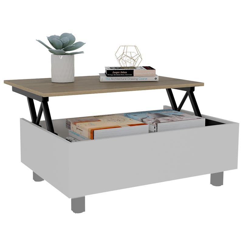 Pemberly Row Lift Top Storage Coffee Table 31.5in Wide in White