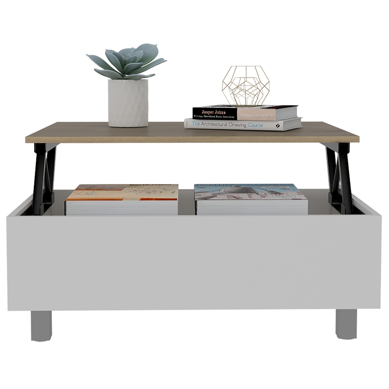 Pemberly Row Lift Top Storage Coffee Table 31.5in Wide in White