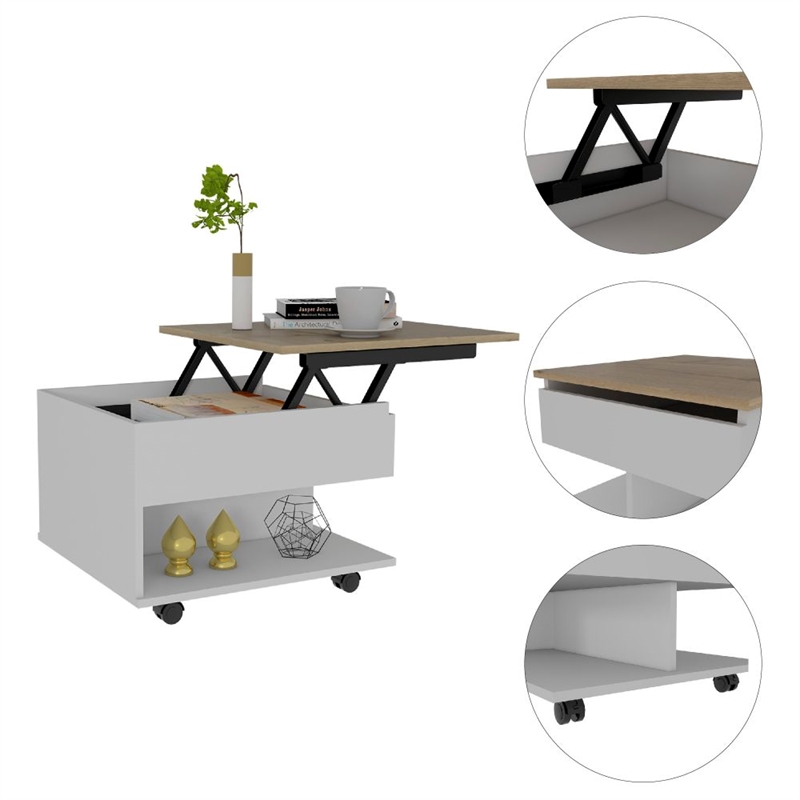 Pemberly Row Lift Top Coffee Table 21.6in Wide in Multi-Color