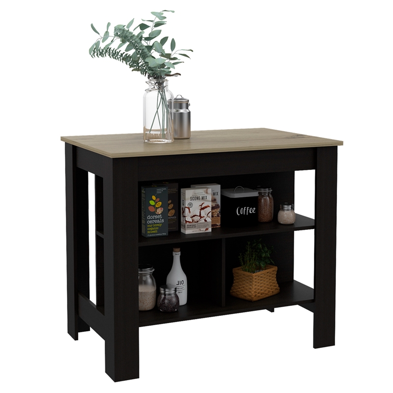Pemberly Row Two-Tone Kitchen Island with Seating in Multi-Color