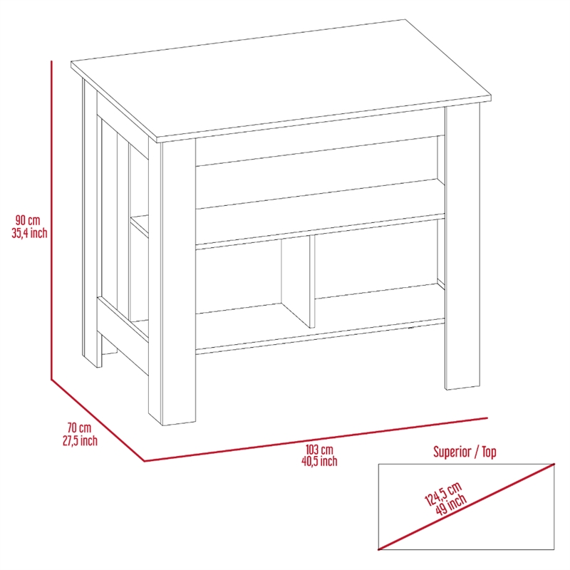 Pemberly Row Two-Tone Kitchen Island with Seating in Multi-Color