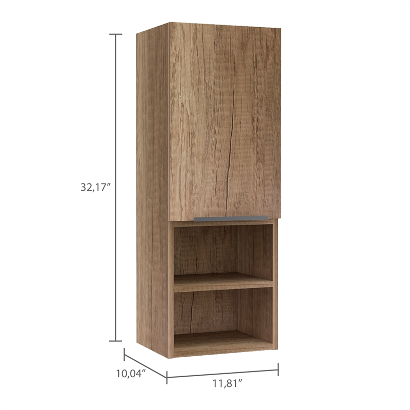 Pemberly Row Bathroom Wall Medicine Cabinet with Shelves in Brown