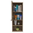 Pemberly Row Bathroom Wall Medicine Cabinet with Shelves in Brown