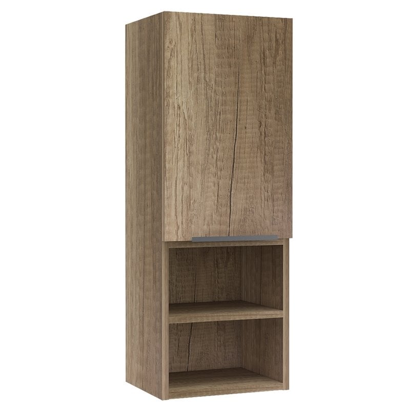 Pemberly Row Bathroom Wall Medicine Cabinet with Shelves in Brown