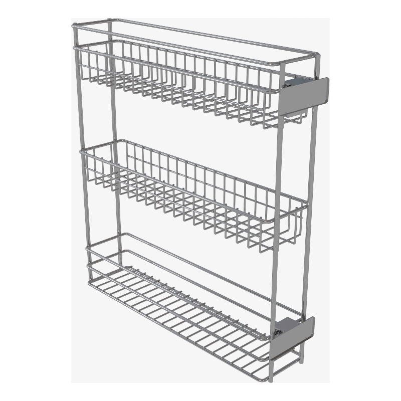 Pemberly Row 3 Tier Pull Out Kitchen Spice Rack Organizer in Silver