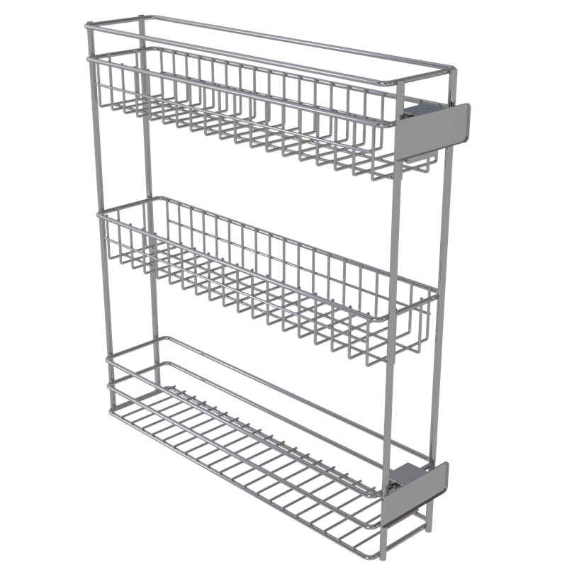 Pemberly Row 3 Tier Pull Out Kitchen Spice Rack Organizer in Silver
