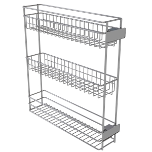 Pemberly Row 3 Tier Pull Out Kitchen Spice Rack Organizer in Silver