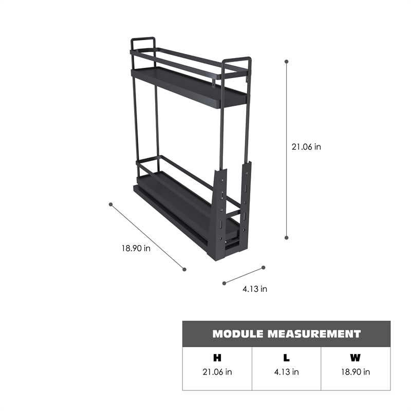 Pemberly Row 2 Tier Pull Out Kitchen Bottle Rack Organizer in Gray