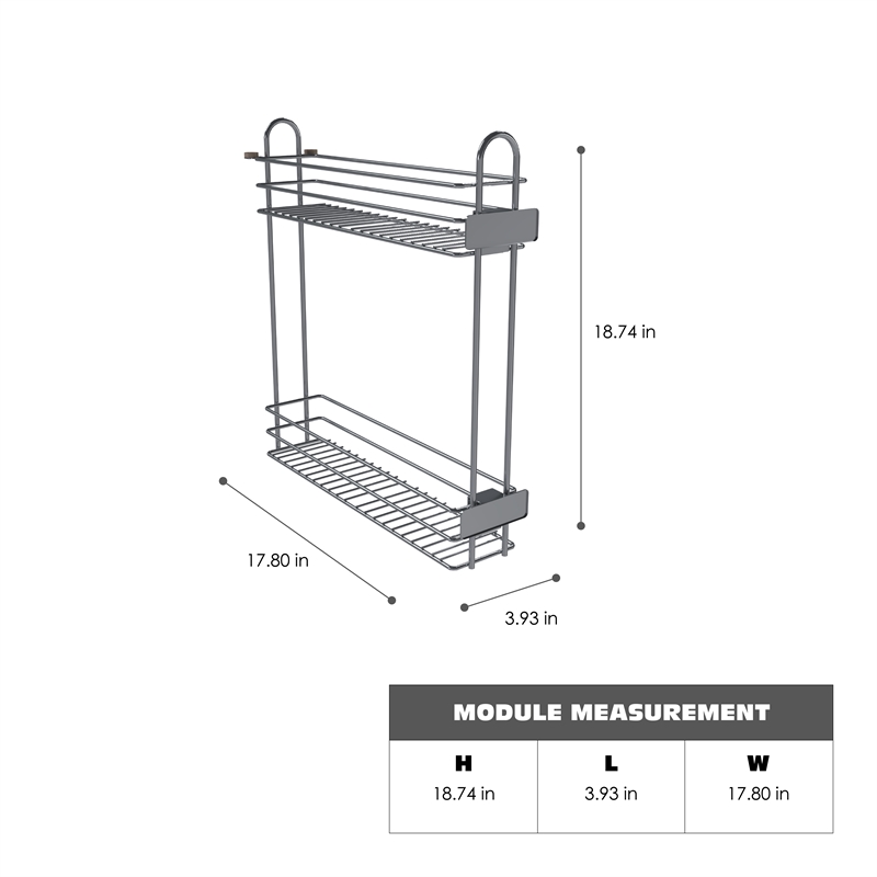 Pemberly Row 2 Tier Pull Out Kitchen Bottle Rack Organizer in Silver