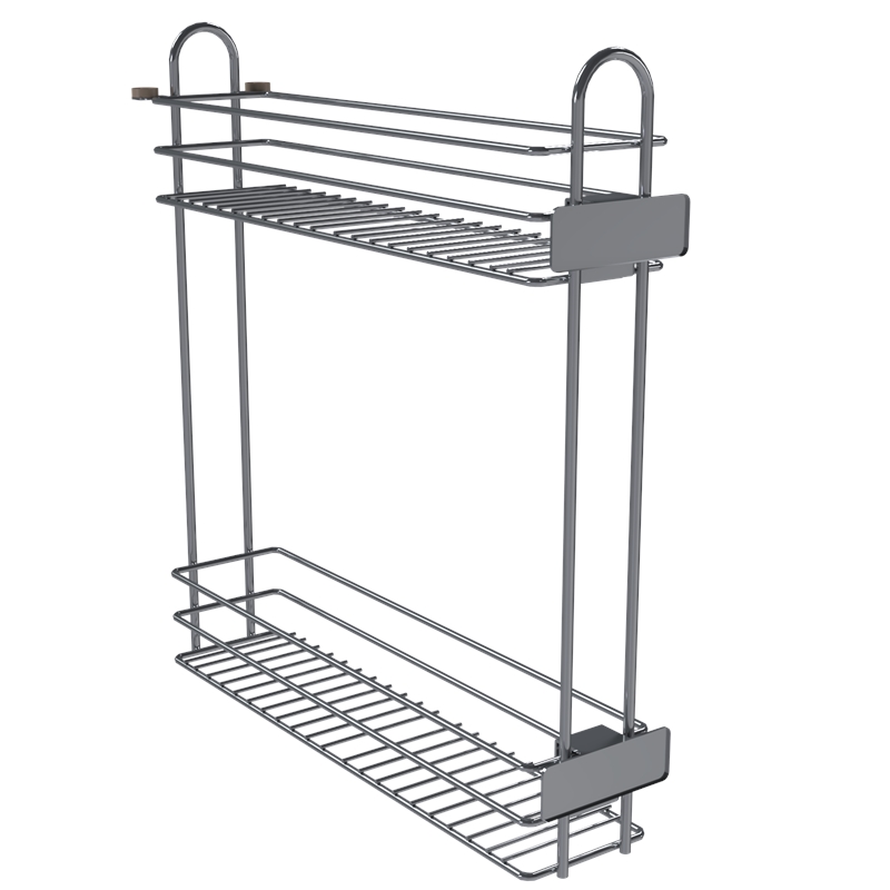 Pemberly Row 2 Tier Pull Out Kitchen Bottle Rack Organizer in Silver