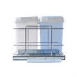 Pemberly Row Pull Out Double Waste Bin Cabinet Organizer in Silver