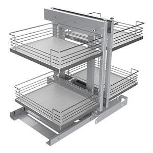 Pemberly Row Blind Corner Cabinet Pull Out Organizer in Silver