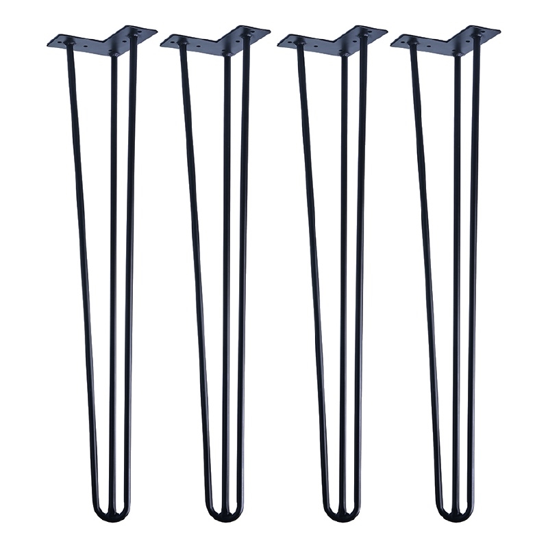 Pemberly Row 28in Black Metal Hairpin Furniture Legs Set of 4