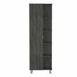 Pemberly Row Tall Linen Storage Cabinet 62.2in High in Smoky Oak