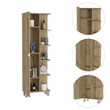 Pemberly Row Tall Linen Storage Cabinet 62.2in High in Light Oak