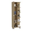 Pemberly Row Tall Linen Storage Cabinet 62.2in High in Light Oak