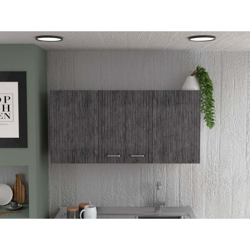 Pemberly Row Two Door Wall Cabinet 39.3in Wide in White and Smoky Oak