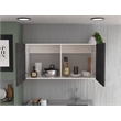 Pemberly Row Two Door Wall Cabinet 39.3in Wide in White and Smoky Oak
