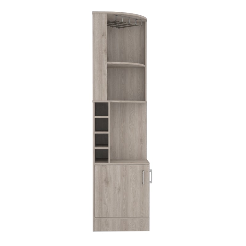 Pemberly Row Corner Bar and Wine Cabinet 71.1in High in Light Gray