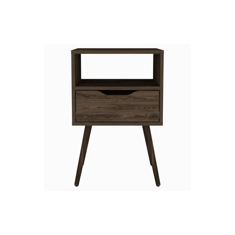 Pemberly Row Nightstand with Drawer and Shelf 24.8in High in Brown