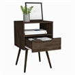 Pemberly Row Nightstand with Drawer and Shelf 24.8in High in Brown
