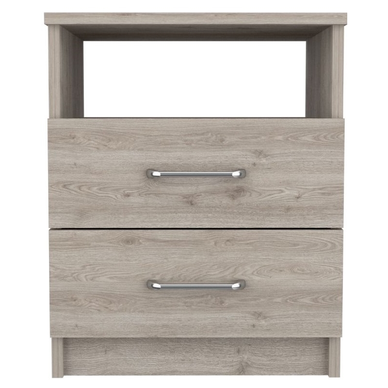 Pemberly Row Nightstand with 2 Drawers 19.9in High in Light Gray
