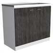 Pemberly Row Utility Sink Base Cabinet 39.3in in White and Smoky Oak