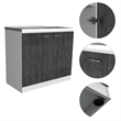 Pemberly Row Utility Sink Base Cabinet 39.3in in White and Smoky Oak