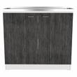 Pemberly Row Utility Sink Base Cabinet 39.3in in White and Smoky Oak