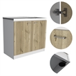 Pemberly Row Utility Sink Base Cabinet 39.3in in White and Light Oak