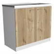 Pemberly Row Utility Sink Base Cabinet 39.3in in White and Light Oak