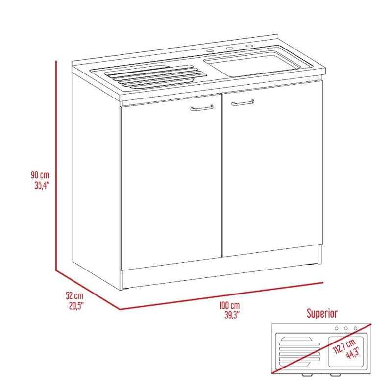 Pemberly Row Freestanding Utility Sink Cabinet 39.3in in Light Grey