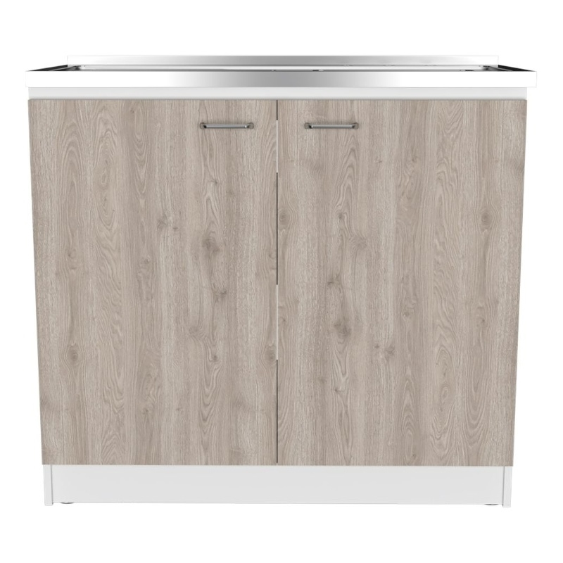 Pemberly Row Freestanding Utility Sink Cabinet 39.3in in Light Grey