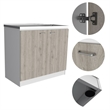 Pemberly Row Freestanding Utility Sink Cabinet 39.3in in Light Grey