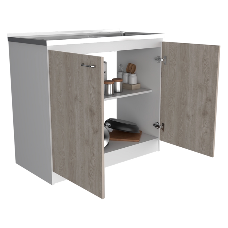 Pemberly Row Freestanding Utility Sink Cabinet 39.3in in Light Grey