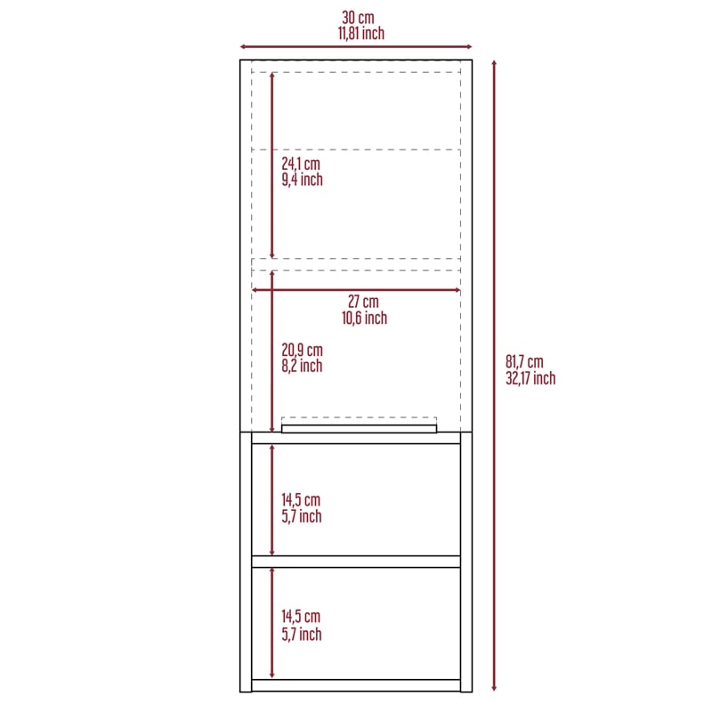 Pemberly Row Bathroom Wall Cabinet 32.17in High in Smoky Oak