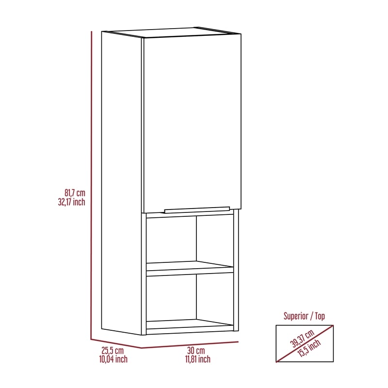 Pemberly Row Bathroom Wall Cabinet 32.17in High in Smoky Oak