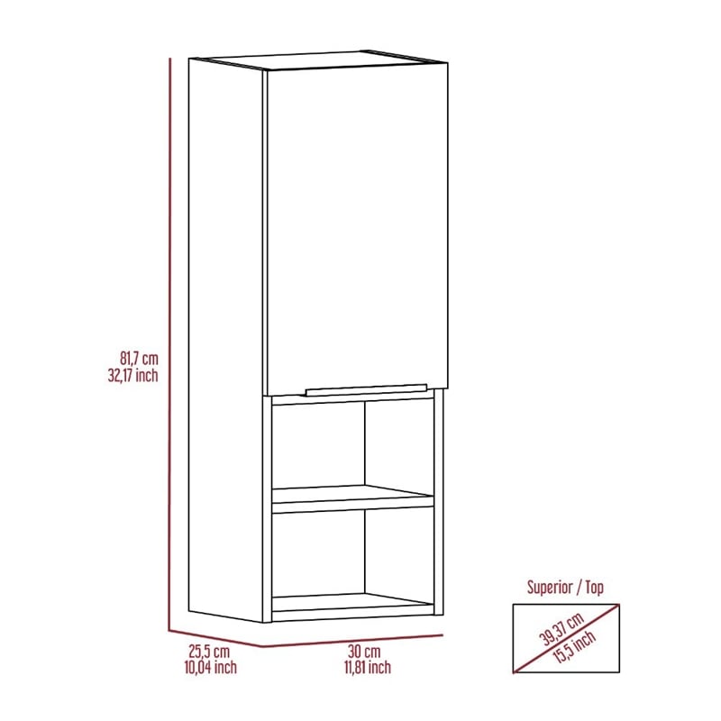 Pemberly Row Bathroom Wall Cabinet 32.17in High in Light Gray