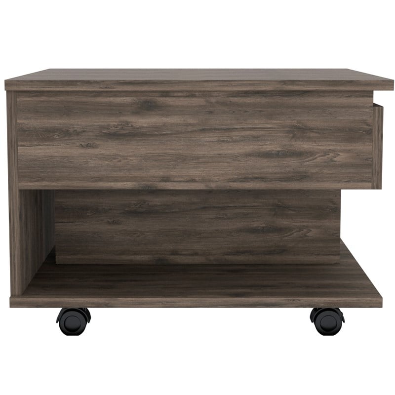 Pemberly Row Lift Top Storage Coffee Table 21.6in Wide in Brown