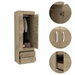 Pemberly Row 2 Door 2 Drawer Bedroom Armoire in Light Oak and Black