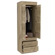 Pemberly Row 2 Door 2 Drawer Bedroom Armoire in Light Oak and Black
