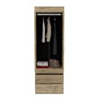 Pemberly Row 2 Door 2 Drawer Bedroom Armoire in Light Oak and Black