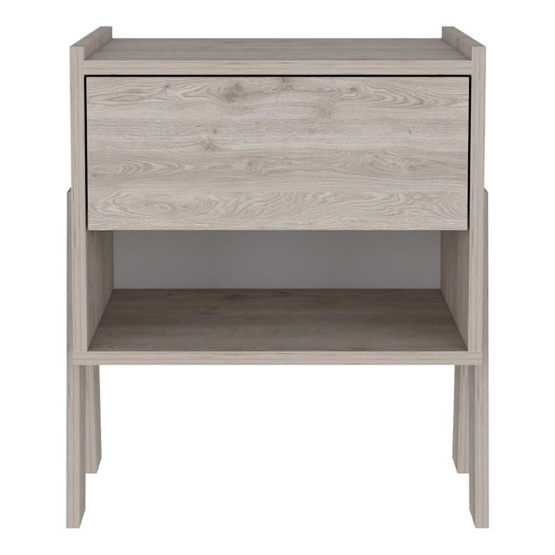 Pemberly Row Nightstand with Drawer and Shelf 21.88in High in Gray